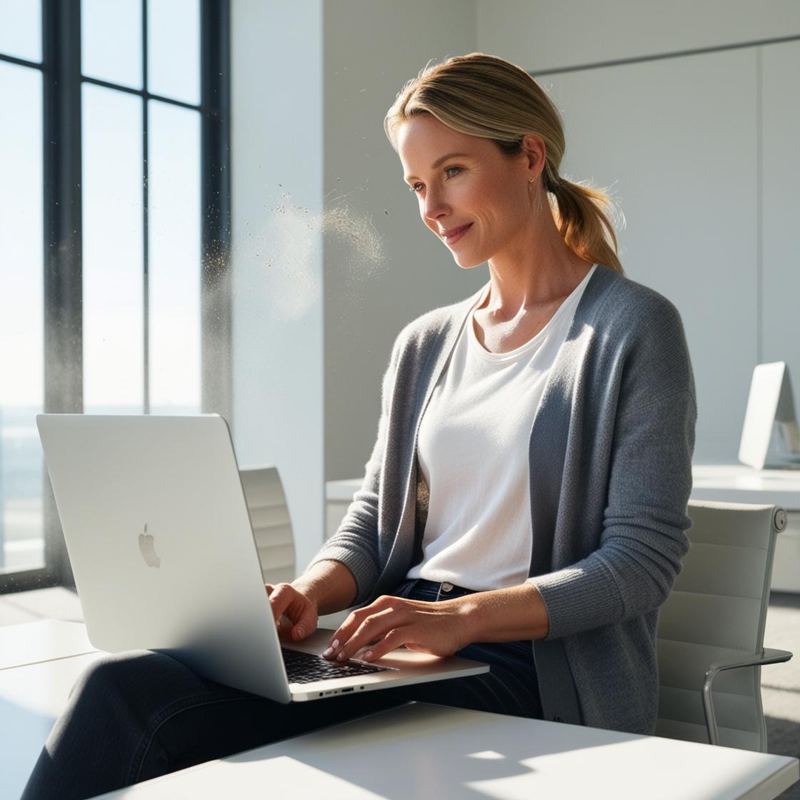 Mujer con computadora trabajando